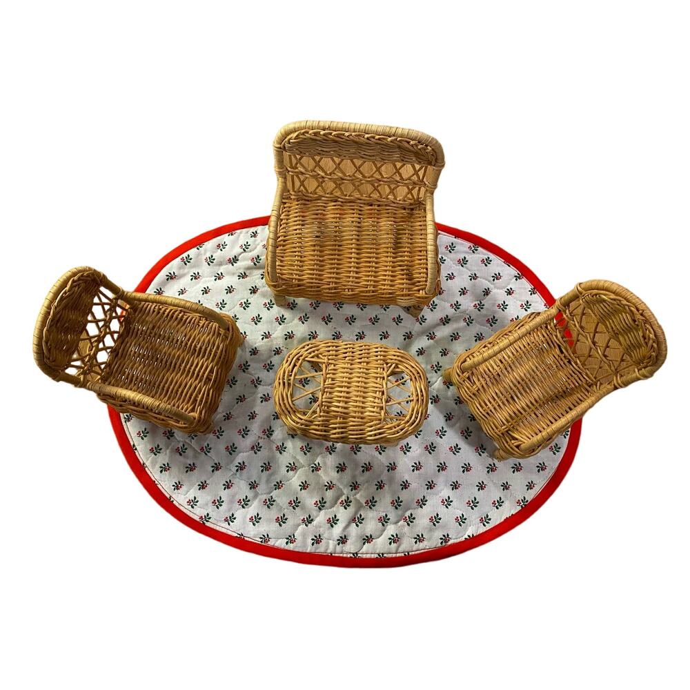 VTG Living Room Doll Furniture Wicker set 4 Pieces Toy Furniture